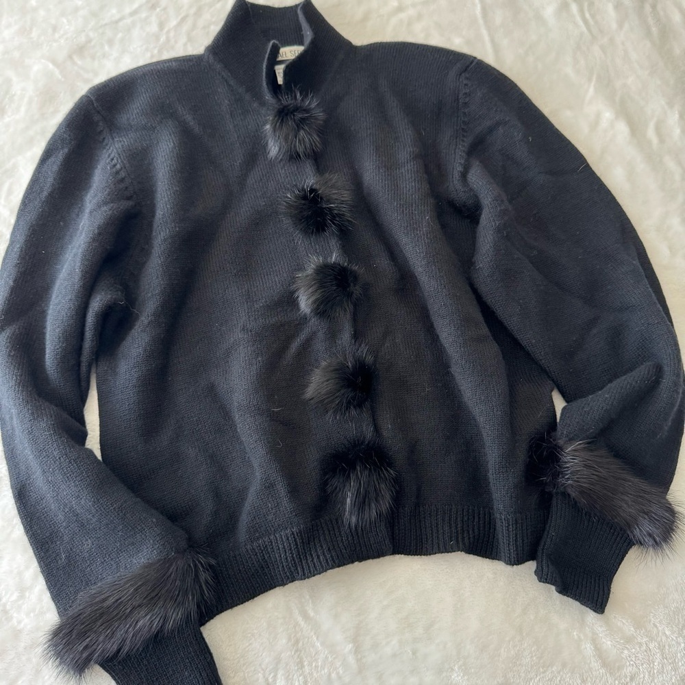 Vintage Michael Seroy Lambswool with Mink Cardigan Sweater